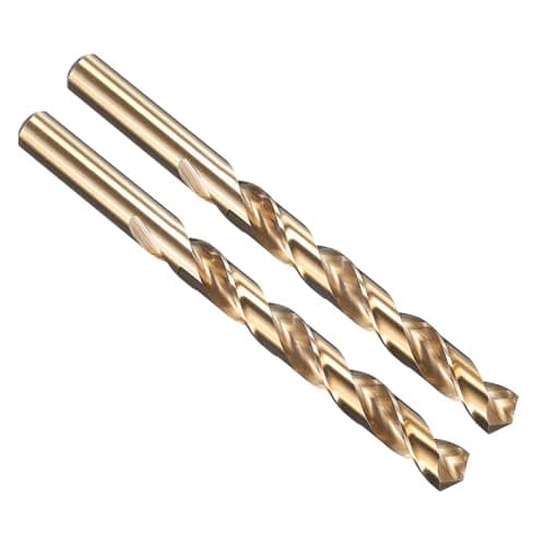 Image of PATIKIL 11.1mm Drill Bit 7/16", M35 Cobalt 5% High-Speed Steel Jobber Straight Shank 135° Gold Finish for Stainless Steel Hard Metal - 2 Pack