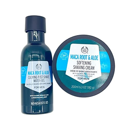 Image of The Body Shop Maca Root & Aloe Softening Shaving Cream 200ml & Calming Post Shave Water Gel 160ml for Men