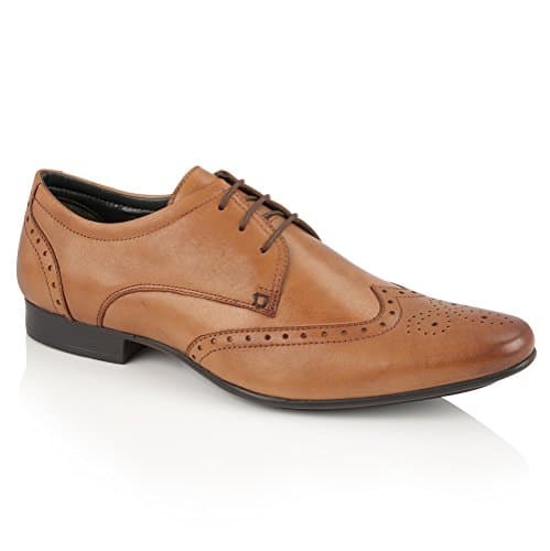 Image of Silver Street London Men's Fleet Formal Leather Brogue Shoes, Tan, 9