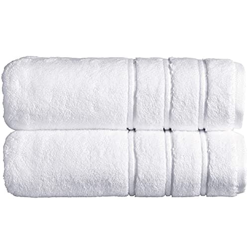 Image of Christy Antalya Large Bath Towels | Set of 2 | 100% Turkish Cotton | 600GSM | Soft Plush Luxury Towel Set | 70cm x 125cm | Quick Dry | White