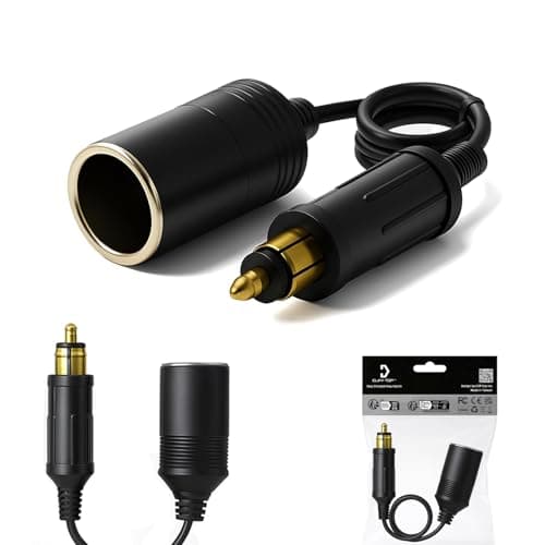 Image of Cliff Top Motorcycle DIN Hella Plug to Cigarette Lighter Socket Adapter – 12V/24V Extension Cable Converter, Compatible with BMW, Triumph, Ducati Motorcycles, Touring Bikes, Cars and Trucks