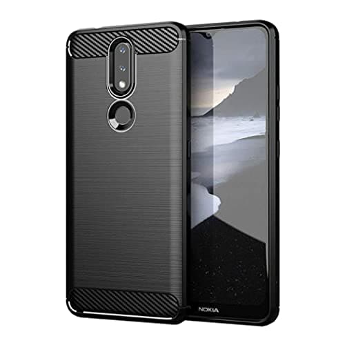 Image of GAPlus Nokia 2.4 (2020) Case - Black Ultra Slim Carbon Fibre Shockproof Bumper Case Cover For Nokia 2.4