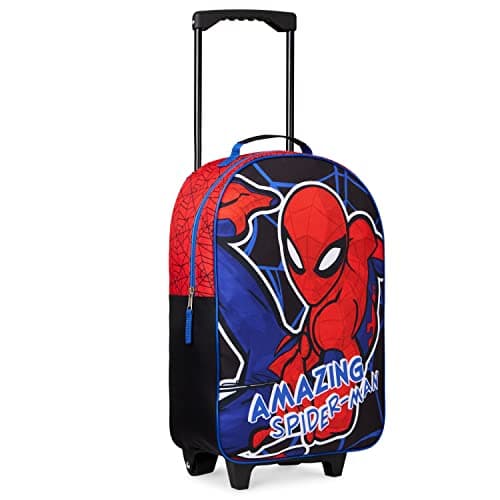 Image of Marvel Kids Suitcase - Foldable Trolley Bag 47 x 30cm, 2 Wheels Extendable Handle - Boys Gifts (Multicolor Spiderman)