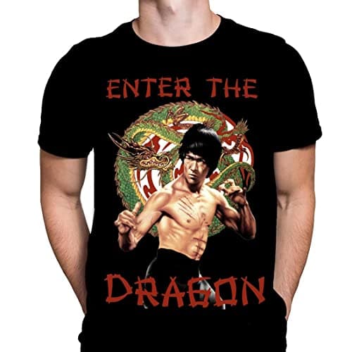Image of Wild Star Hearts Enter The Dragon Mens Black T-Shirt Martial Arts Sports Fashion Movie Poster Tshirt