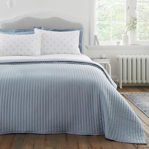 Image of Bianca Quilted Lines 220x230cm Bedspread Blue