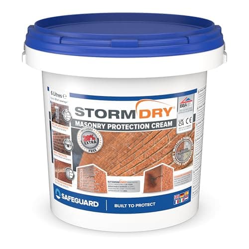 Image of Stormdry Masonry Waterproofing Cream (6 Litre) 25 Year BBA Approved Exterior Brick Sealer. Breathable, Colourless Brick, Concrete, Stone, Mortar