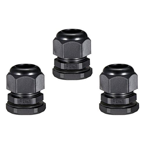 Image of sourcing map PG21 Cable Gland Waterproof Plastic Joint Adjustable Locknut Black for 13mm-18mm Dia Cable Wire 3Pcs