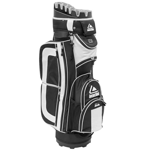 Image of Longridge Pro Cart Golf Bag – Lightweight Golf Bag with 14-Way Divider, Multiple Pockets, Premium Storage for Clubs and Accessories, Silver