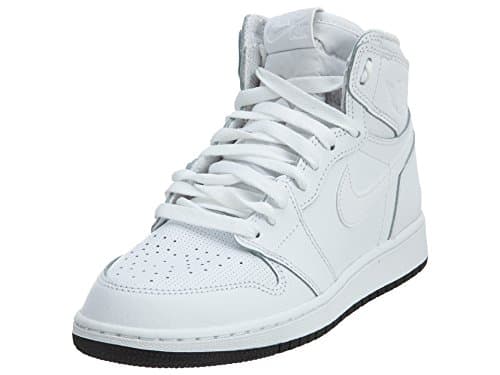 Image of Nike Jordan Kids Air Jordan 1 Retro High OG Bg White/Black White Basketball Shoe 6 Kids US