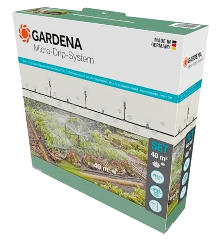 Image of Gardena Micro-Drip-System Drip Irrigation Set Vegetable/Flower Bed (40 m²): Starter set, ready to use, water-saving irrigation system, simple & flexible connection technology (13450-20)