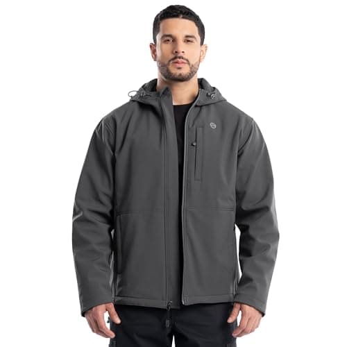Image of ATG mens Soft Shell Hooded Jacket, Asphalt Grey, XXL