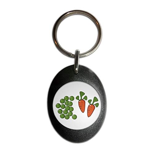 Image of Peas and Carrots - Black Plastic Oval Key Ring