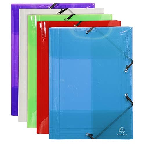 Image of Exacompta - Ref 59700E - Translucent Polypropylene 3-Flap Elastic Folder - Crystal - Suitable for A4 Documents, 0.5mm Polypropylene - Assorted Vibrant Colours
