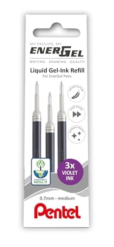 Image of Pentel EnerGel 0.7mm Refill Wallet of 3 - Violet