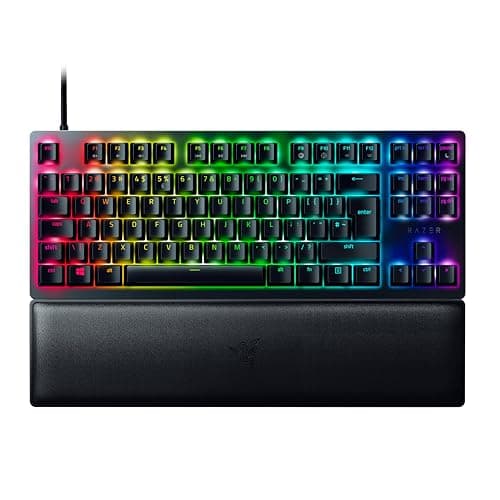 Image of Razer Huntsman V2 Tenkeyless (Red Switch) - Optical Gaming Keyboard (Linear Optical Switches Gen-2, Doubleshot PBT Keycaps, Ergonomic Wrist Rest) UK Layout | Black