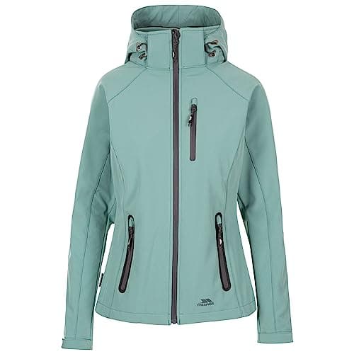 Image of Trespass Womens Softshell Jacket Bela II - Waterproof: 8000mm, Breathable: 3000mvp, Windproof, 3 Low Profile Zip Pockets, Chin Guard, Contrast Zips, Adjustable Zip-Off Hood