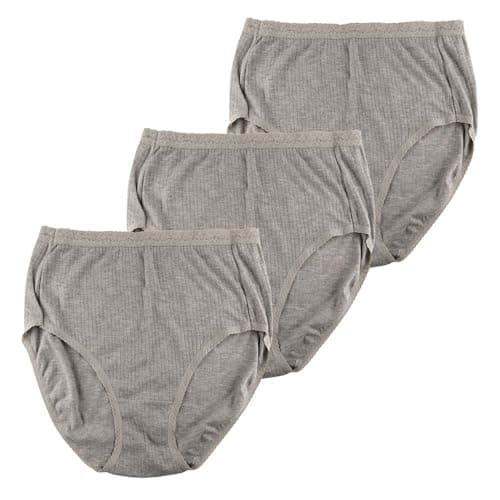Image of A2Z Ladies 3 Pack Full Briefs Lace Trim High Waist Knickers Soft Cotton - Ladies Briefs AZ322 Charcoal Grey 20/22