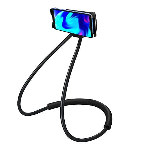 Image of LYTIVAGEN Universal Smart Mobile Phone Stand Hang on Neck 360° Rotation Flexible Mobile Phone Neck Holder Lazy Phone Holder Mount Flexible Lazy Bracket DIY Free Rotating for Smartphone (Black)