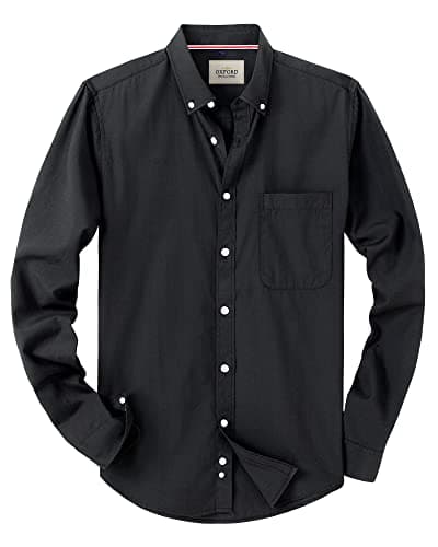 Image of J.VER Mens Shirts Long Sleeve Oxford Button Down Non Iron Business Smart Casual Work Regular Fit Dress Shirts for Men Adult Black XL