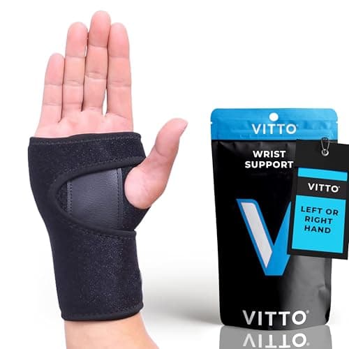Image of VITTO Wrist Support - Arthritis, RSI, Sprain, Fracture, Carpal Tunnel Wrist Splint w/Adjustable Wrist Straps, Removable Metal Plate - Unisex Wrist Supports for Everyday Use (Right Hand, S-M)