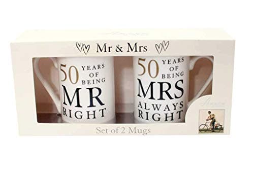 Image of 50 Years Mr & Mrs Mugs Amore Mug Set in A Gift Box