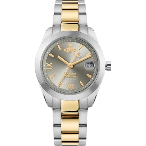 Image of Vivienne Westwood Fenchurch Ladies 28mm Quartz Analogue Display Watch with Grey Dial and Two Tone Stainless Steel Bracelet
