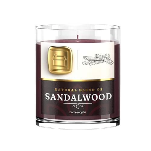 Image of Large Sandalwood Candle - Candle Gift for Women & Men with Lid - (280g/60hr) Long Burn Time with Sandalwood, Oud & Saffron - Organic & Vegan Scented - Relaxation, Aromatherapy & Wellness