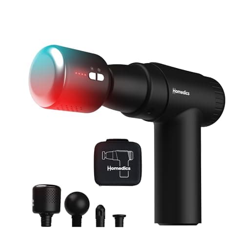 Image of Homedics NOVO+ Hot & Cold Massage Gun - Electric Handheld Massagers with Temperature Control, 4 Attachments & 6 Intensities, Rechargeable Deep Tissue Vibrating Massager for Relief with Travel Case