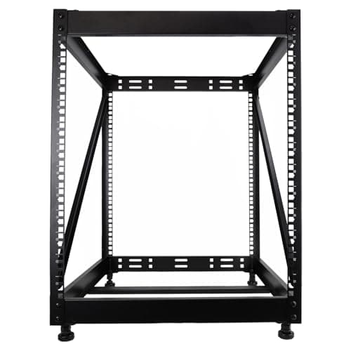 Image of kenable Flat Packed 12U Open Data Cabinet Desktop/Floor Mount 19 inch Rack Frame 482mm Depth Powder Coated Steel for Network Equipment PDU Patch Panel