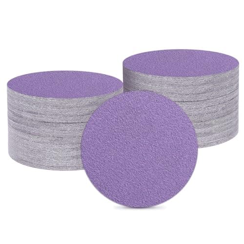 Image of sourcing map 100 Pcs 25mm (1 Inch) Sanding Disc 60 Grit Hook and Loop Sandpaper Random Orbital Sander Pads for Woodworking Automotive Metal Polishing, Purple