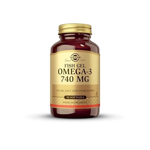 Image of Solgar Fish Gel Omega-3 740 mg Softgels - Pack of 50 - Supports Heart, Brain and Eye Health - Gluten and Dairy Free