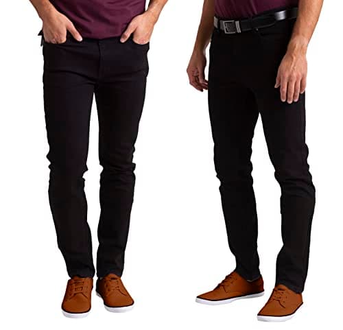 Image of westAce Men’s Slim-Fit Stretch Cotton Denim Jeans - Western Casual Wear, Comfort Straight Full Pants with Flex Waistband, Stylish 5-Pocket Design 28W-40W (Black, 36 Waist x 30 Length)