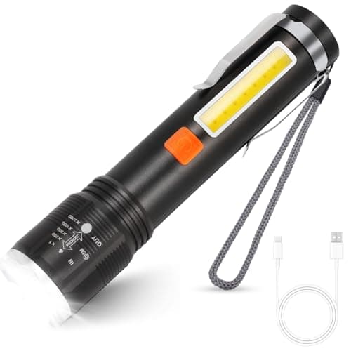 Image of Jsoerpay LED Torch 3000 Lumens Rechargeable, Powerful Torches Battery Powered Super Bright Adjustable Focus, 4 Modes, Waterproof Pocket Flashlight for Camping Hiking Emergency