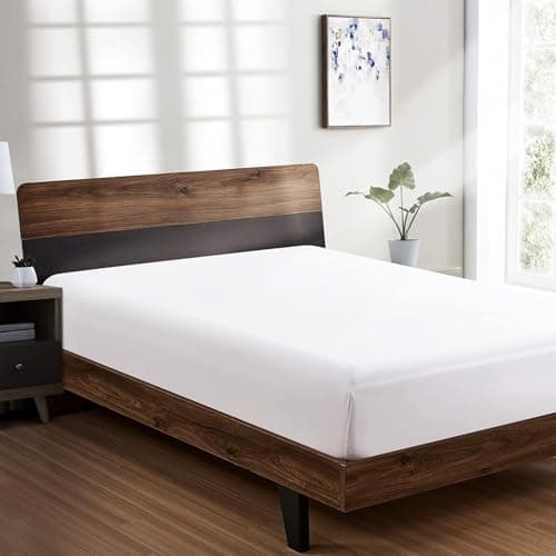Image of DTEX HOMES Double Fitted Sheet 100% Egyptian Cotton 400 Thread Count Deep Pocket 30cm Hotel Quality Sateen Weave Long Staple Fitted Bed Sheets Double (137 x 190cm)