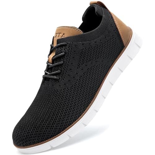 Image of LEZTA Men's Casual Dress Sneakers Business Lightweight Oxfords Arch Support Walking Shoes(Black D Size 8)