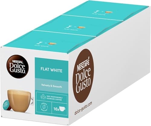 Image of DOLCE GUSTO Flat White Coffee Pods - total of 48 Creamy Coffee Flavoured Pods (3 Packs) 16 Pods | Sold by Bargain Hub