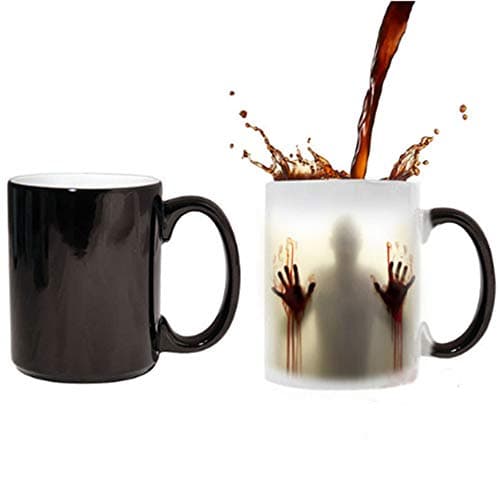 Image of JMAHM Color Changing Mugs Heat Sensitive Magic Mug Discoloration Porcelain Solar System Pattern Milk Coffee Mug (12oz / 330ml, Walking Dead)