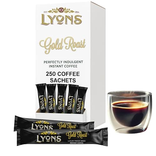 Image of 250pcs Lyons Gold Roast Individual Instant Coffee Sachets - 1.5g Gold Roast One Cup Coffee Sticks - Single Serve Individual Hot Drink Sachets for Hotels, Offices and Travel Essentials