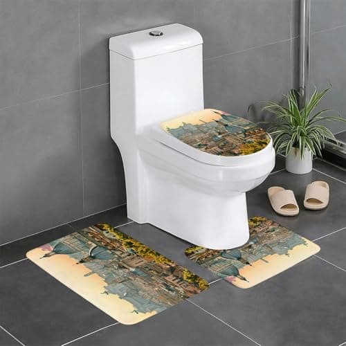 Image of EYLOZS Bathroom Set, Rugs Sets 3 Piece,Anti-Slip, view of Roma,Absorbent Bath Mat for Tub, Shower, Room, Kitchen