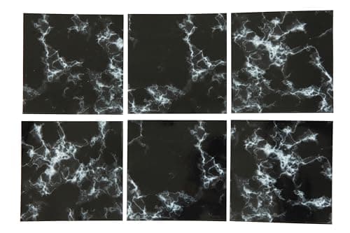 Image of 72 Marble Black White Tile Stickers Mosaic Granite Tile Stickers Decals 15x15cm 6x6 for Bathroom Kitchen Stick On Wall Peel N Stick Tile Transfers (72 Stickers)