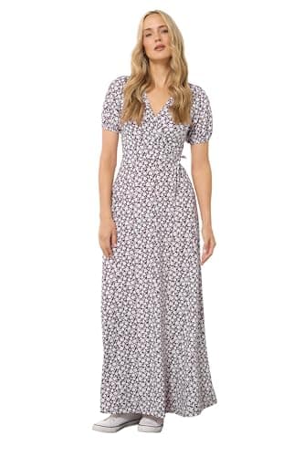 Image of Long Tall Sally - LTS Tall Berry Ditsy Floral Print Wrap Maxi Dress - Women's Red