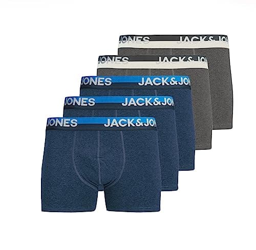 Image of JACK & JONES Jacinjected Trunk, for Men (5 Pack (3X Navy Blazer Melange, 2X Dark Gray Melange), Large)