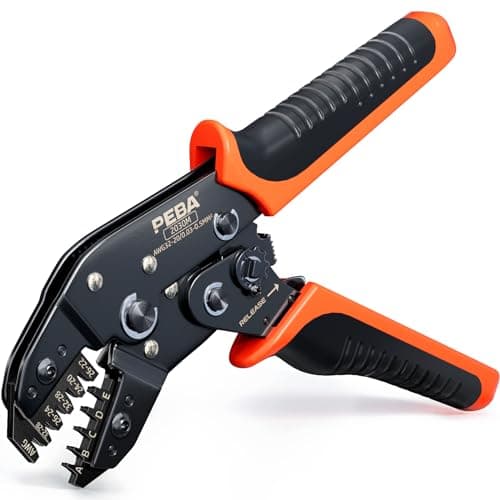 Image of PEBA Micro Connector Pin Crimping Tool 0.03-0.5mm² for 2.0-3.0mm Pitch Pin Connectors, Non-Insulated Open Barrel Terminal Crimp Tool for JST-XH/SM/PH/SYP, Dupont, Molex, KF2510, TE Serie Connectors