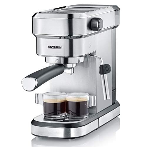 Image of Severin Espresa KA 5994 Espresso Machine with 3 Compartments and Milk Frother for Coffee and Milk Specialities 1.1 L Brushed Stainless Steel/Black