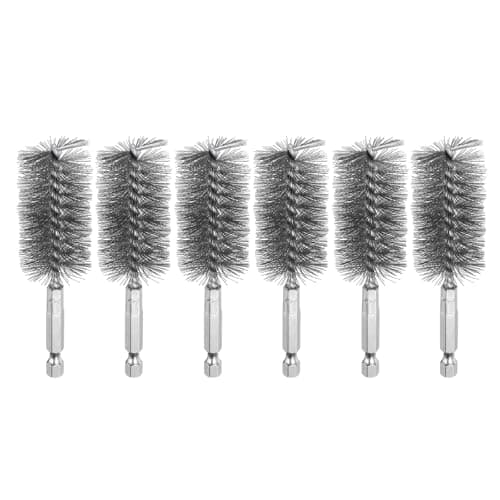 Image of sourcing map 6Pcs 304 Stainless Steel Bore Brush 28mm Dia 4" Long Cleaning Twisted Wire Brush with Handle 1/4" Hex Shank for Tubes, Ports, Bearings