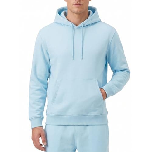 Image of RIPT RCSWT763 Men's Hooded Soft Touch Loungewear Hoodie Sweatshirt Top, Aquamarine, L