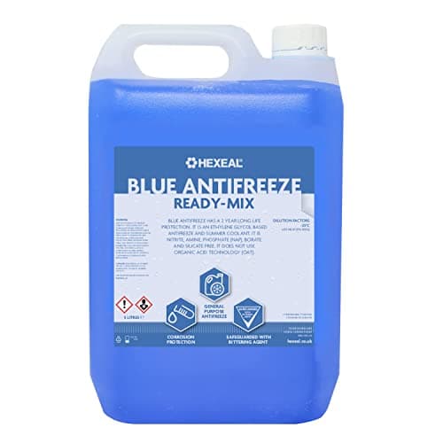Image of Hexeal Blue Antifreeze 5L – 5L of Ready Mix Long Life Engine Coolant & Antifreeze for Cars & Vans – Summer & Winter – All Year Freeze Protection to -23 Degrees Celsius