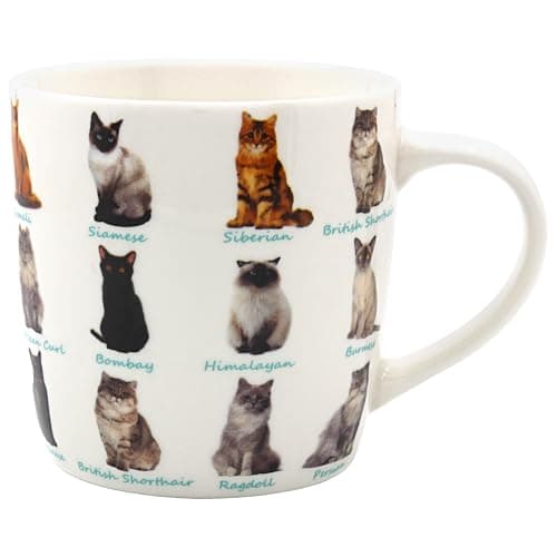 Image of THE Leonardo Collection Cats Mug, Tea and Coffee Mugs for Hot Drinks | Fine China Printed Mugs for Kitchen & Home | Reusable Ceramic Cups for Every Occasion | Birthday Gifts for Women & Men