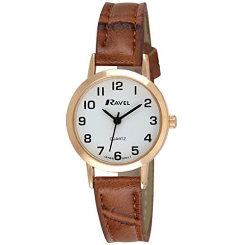 Image of Ravel - Unisex Traditional Watch with Clear Numeral Dial - Rose Gold Tone/Tan