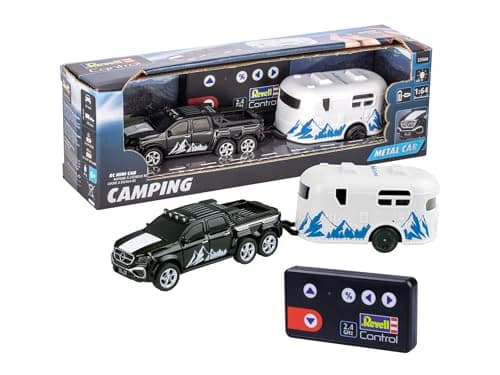 Image of Revell Control 23566 Mini Remote Control Car with Camper, With Precise 2.4 GHz Control, 1:64 Scale, 14cm in length